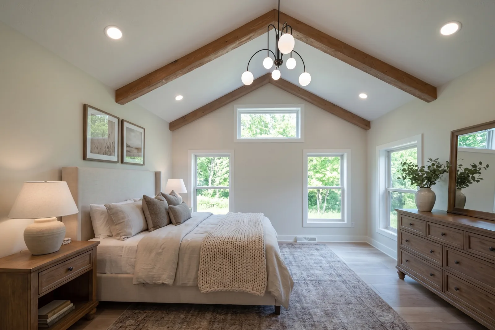 The Vista House — Bedroom with vaulted ceiling