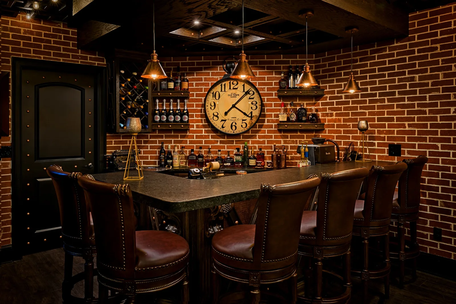 Custom bar integrated into a home addition